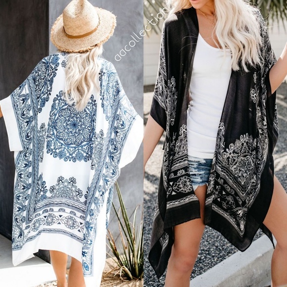 Kimono mandala print coverup scarf boho beach - Picture 6 of 6